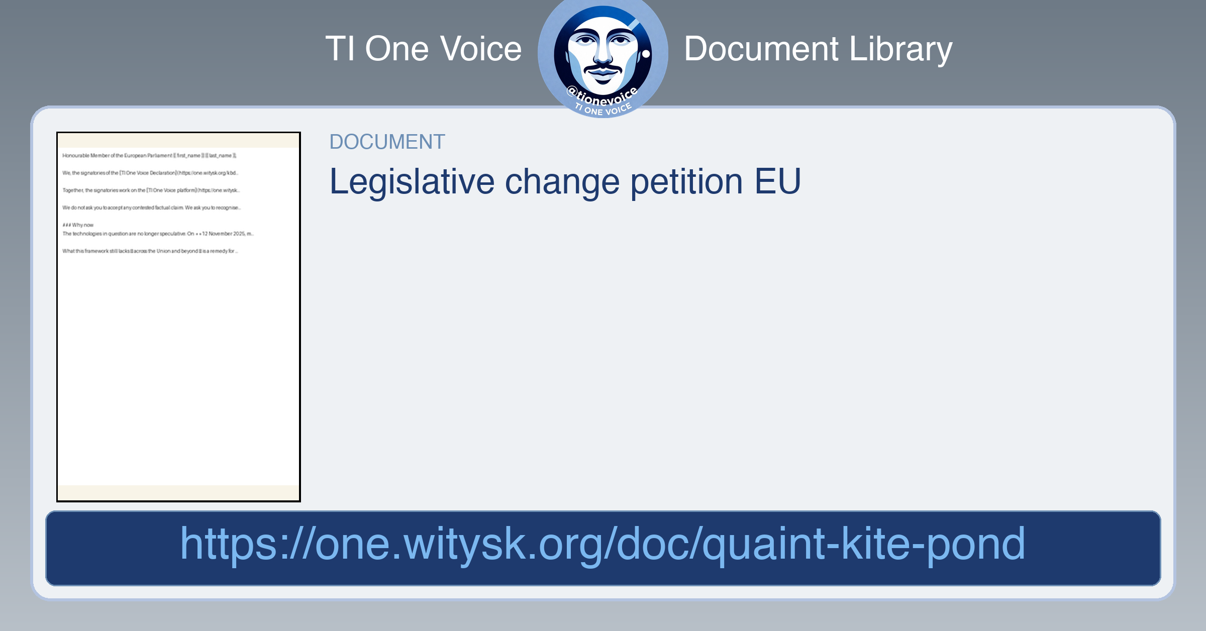 Legislative change petition EU