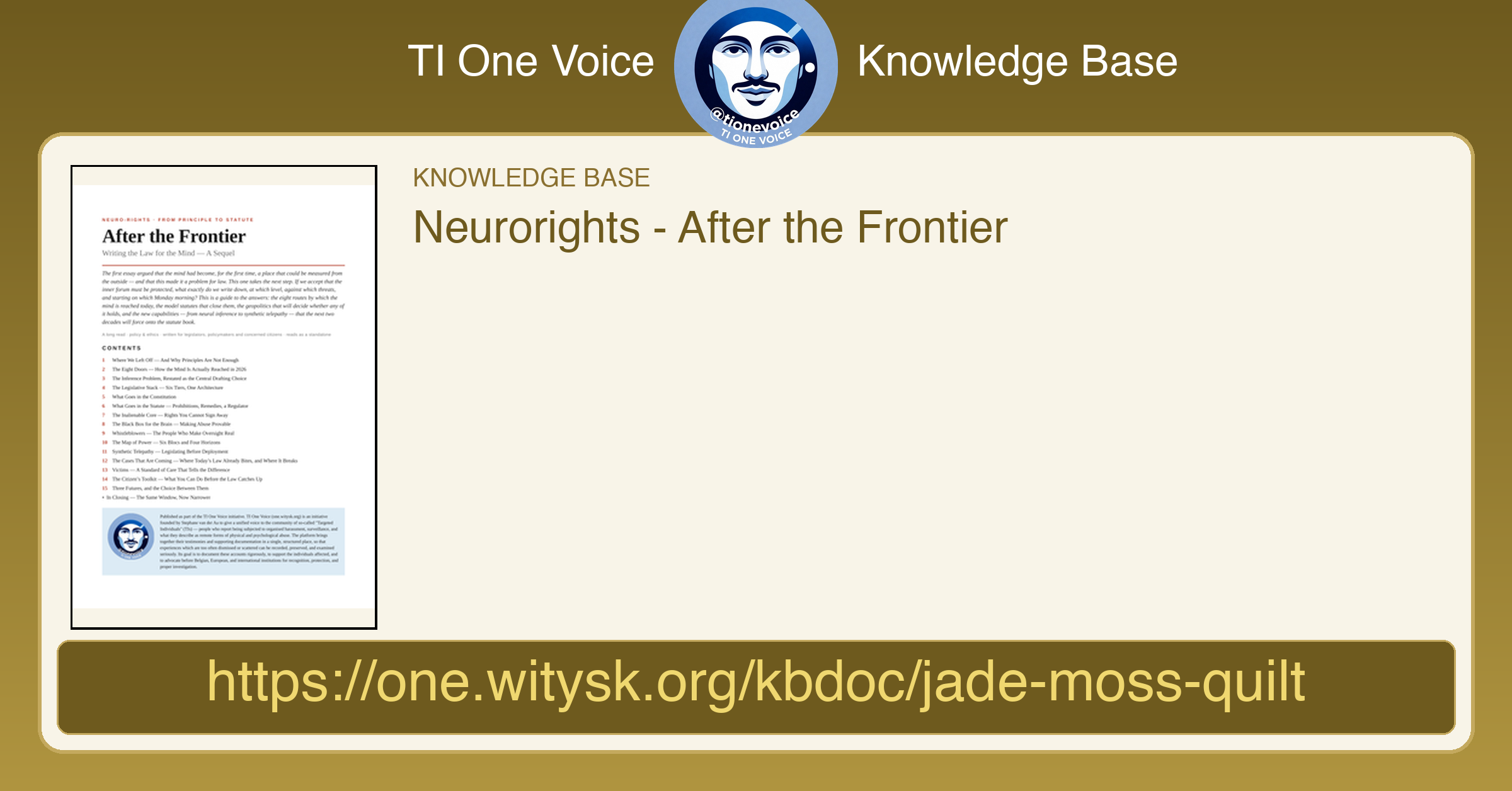 Neurorights - After the Frontier